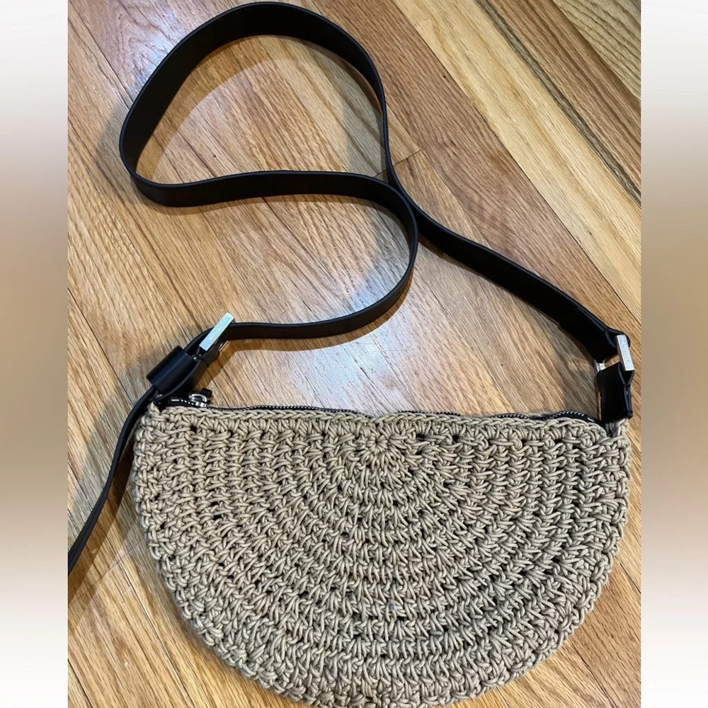 All Saints Half Moon Raffia Shoulder Crossbody Bag - Picture 1 of 9